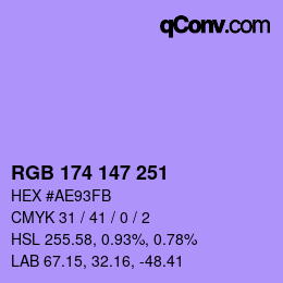 カラーコード: RGB 174 147 251 | qconv.com