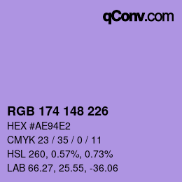 Color code: RGB 174 148 226 | qconv.com