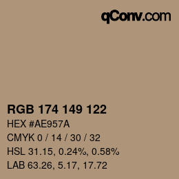 Código de color: RGB 174 149 122 | qconv.com
