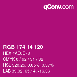 カラーコード: RGB 174 14 120 | qconv.com
