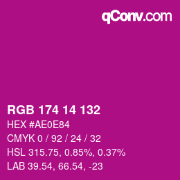 Farbcode: RGB 174 14 132 | qconv.com