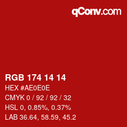 Color code: RGB 174 14 14 | qconv.com