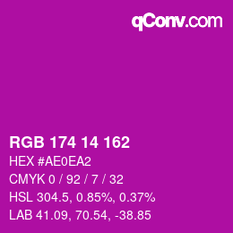 Farbcode: RGB 174 14 162 | qconv.com