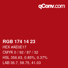 Color code: RGB 174 14 23 | qconv.com