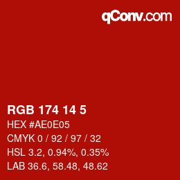 Color code: RGB 174 14 5 | qconv.com