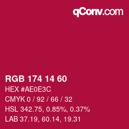カラーコード: RGB 174 14 60 | qconv.com