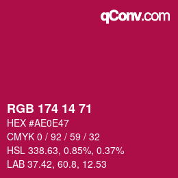 Color code: RGB 174 14 71 | qconv.com