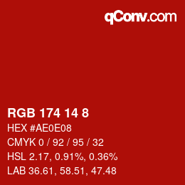 カラーコード: RGB 174 14 8 | qconv.com
