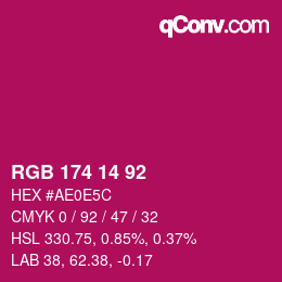 Color code: RGB 174 14 92 | qconv.com