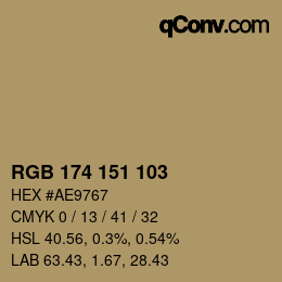 Color code: RGB 174 151 103 | qconv.com