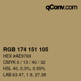 Color code: RGB 174 151 105 | qconv.com