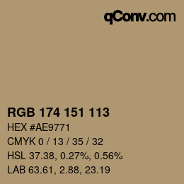 Color code: RGB 174 151 113 | qconv.com