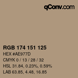 Color code: RGB 174 151 125 | qconv.com