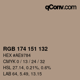 Color code: RGB 174 151 132 | qconv.com