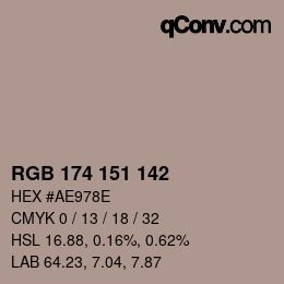 カラーコード: RGB 174 151 142 | qconv.com
