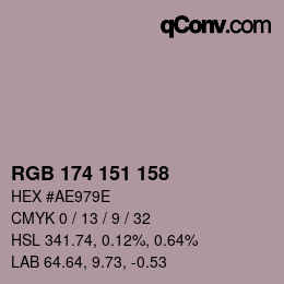 Color code: RGB 174 151 158 | qconv.com