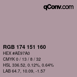 Color code: RGB 174 151 160 | qconv.com
