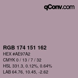 カラーコード: RGB 174 151 162 | qconv.com