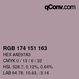 Color code: RGB 174 151 163 | qconv.com