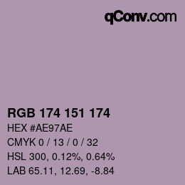 Color code: RGB 174 151 174 | qconv.com