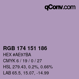 カラーコード: RGB 174 151 186 | qconv.com