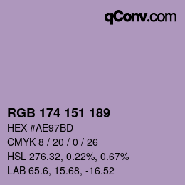 カラーコード: RGB 174 151 189 | qconv.com