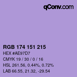Color code: RGB 174 151 215 | qconv.com