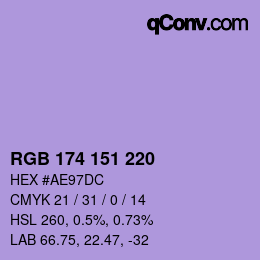 Color code: RGB 174 151 220 | qconv.com