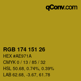 カラーコード: RGB 174 151 26 | qconv.com