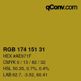 Color code: RGB 174 151 31 | qconv.com