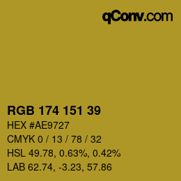 Color code: RGB 174 151 39 | qconv.com