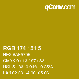 Color code: RGB 174 151 5 | qconv.com