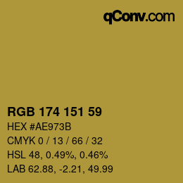 Color code: RGB 174 151 59 | qconv.com