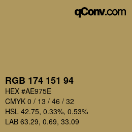 Color code: RGB 174 151 94 | qconv.com