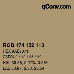 Color code: RGB 174 152 113 | qconv.com