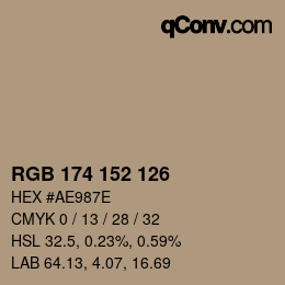 カラーコード: RGB 174 152 126 | qconv.com