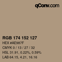 Código de color: RGB 174 152 127 | qconv.com