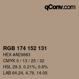 Color code: RGB 174 152 131 | qconv.com