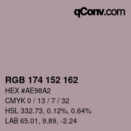 Color code: RGB 174 152 162 | qconv.com