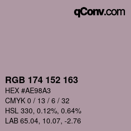 Color code: RGB 174 152 163 | qconv.com