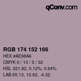 Color code: RGB 174 152 166 | qconv.com