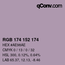 カラーコード: RGB 174 152 174 | qconv.com