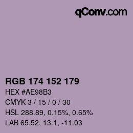 Color code: RGB 174 152 179 | qconv.com