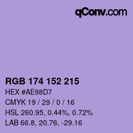 Color code: RGB 174 152 215 | qconv.com