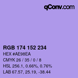 Color code: RGB 174 152 234 | qconv.com