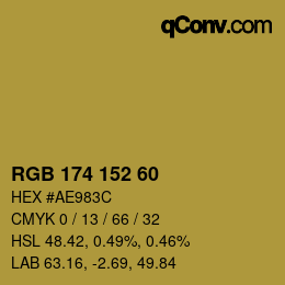 カラーコード: RGB 174 152 60 | qconv.com