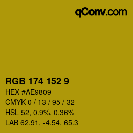 Color code: RGB 174 152 9 | qconv.com