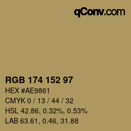 Color code: RGB 174 152 97 | qconv.com
