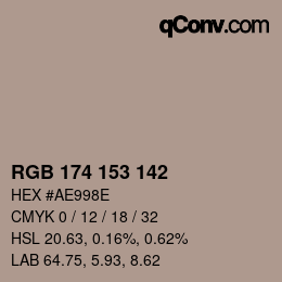Color code: RGB 174 153 142 | qconv.com