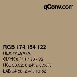 Código de color: RGB 174 154 122 | qconv.com